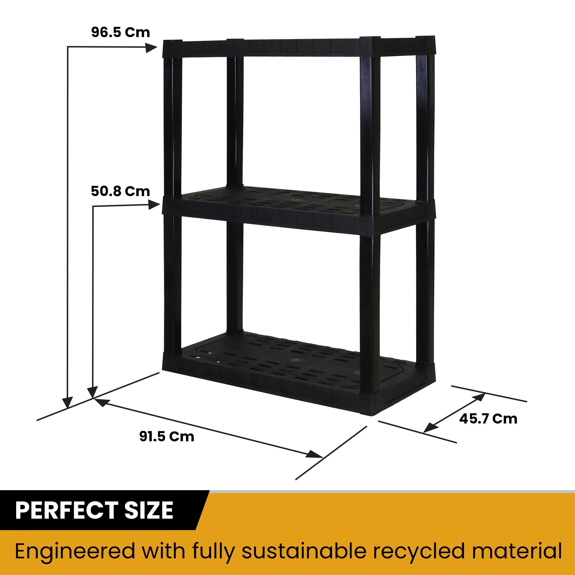 Hyper Tough 3-Tier Shelving Unit, W30 x D14 x H39" Multipurpose Garage Plastic Shelf Organizer, Black - image 7