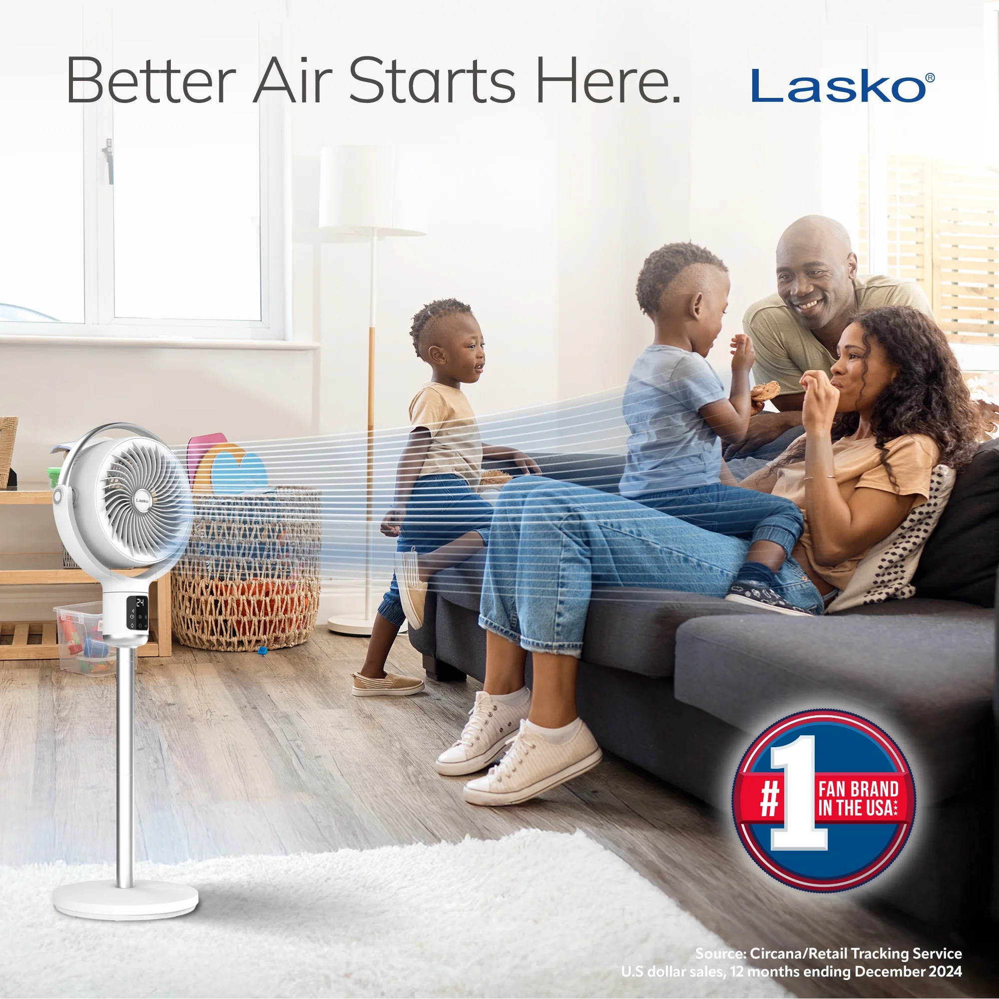 Lasko Whirlwind 7- 24-Speed Orbital Motion 25ft/s Airflow Remote Control Pedestal Fan, APDC301 - Image 2