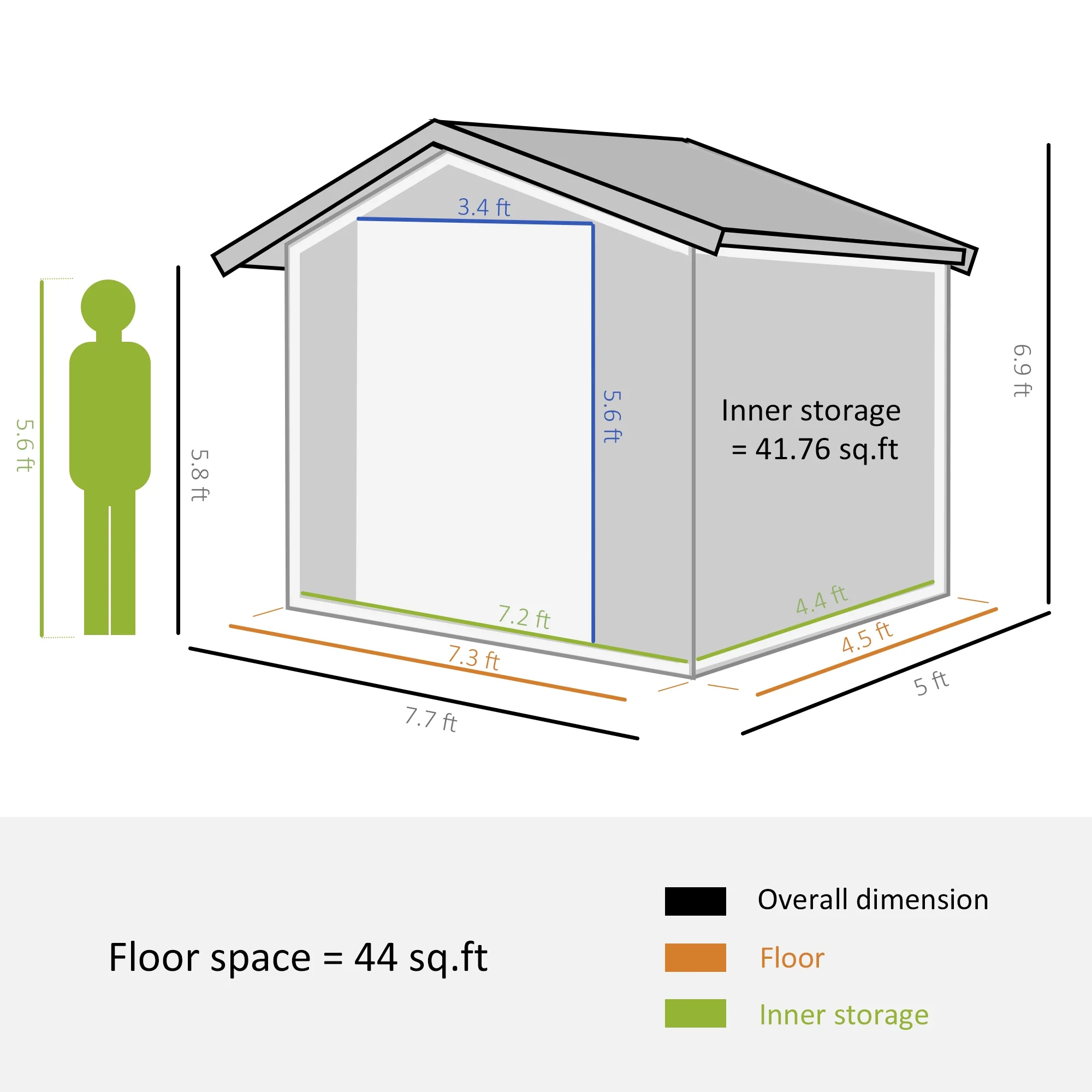 Outsunny 7' x 4' Metal Storage Shed Organizer, Garden Tool House with 4 Vents and 2 Sliding Doors for Backyard, Patio, Garage, Lawn, Dark Gray - Image 64