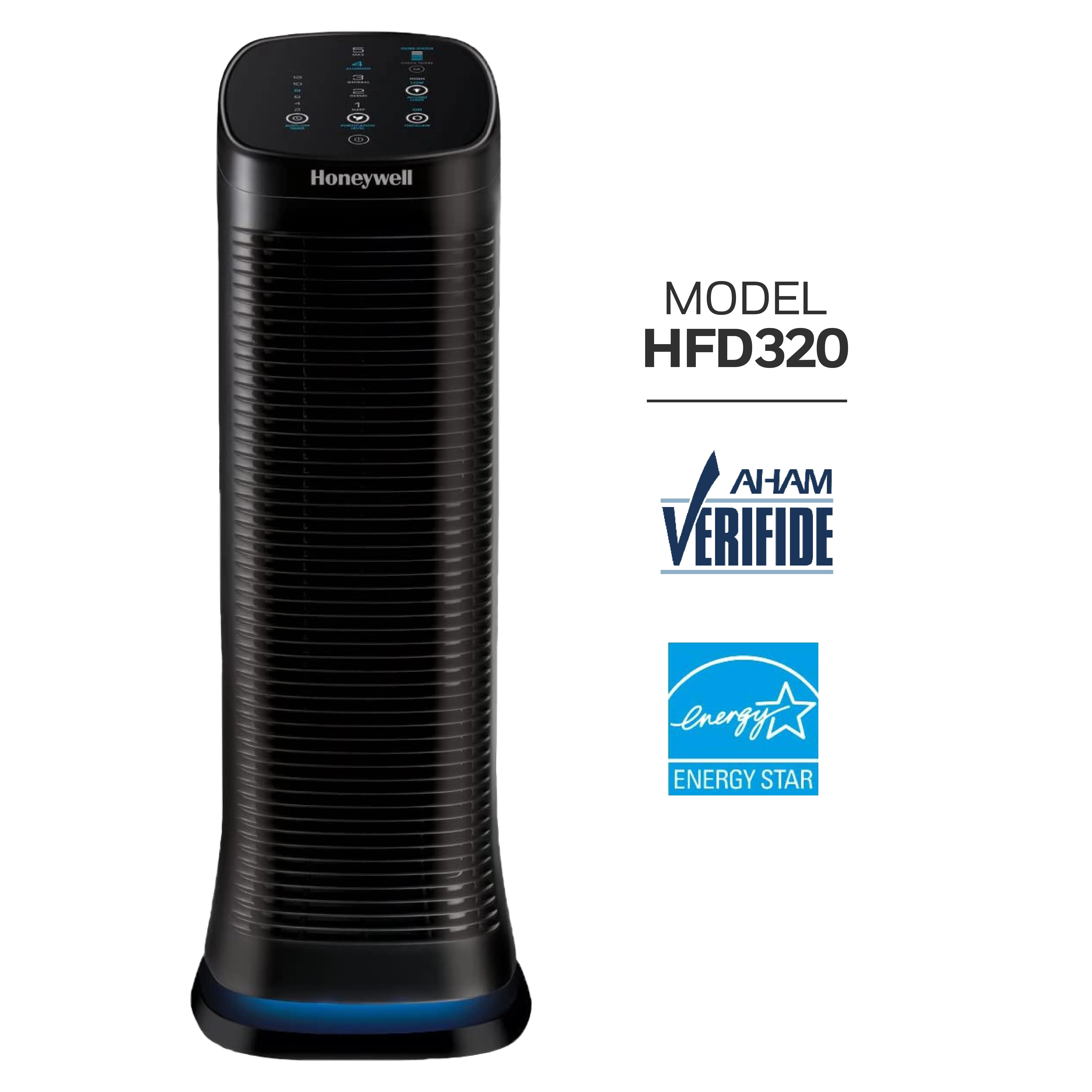 Honeywell Air Genius 5 Air Purifier with Washable Filter, Large Rooms, 250 sq ft, Black, HFD320 - Image 10