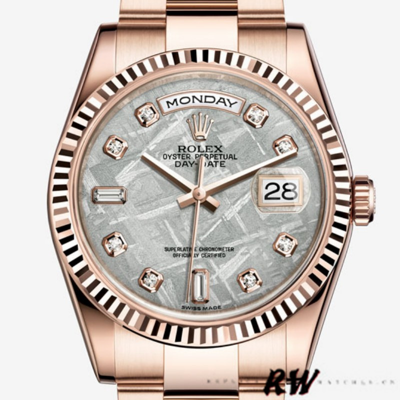 Rolex Day-Date 118235 Meteorite Diamond Dial 36mm Unisex Replica Watch