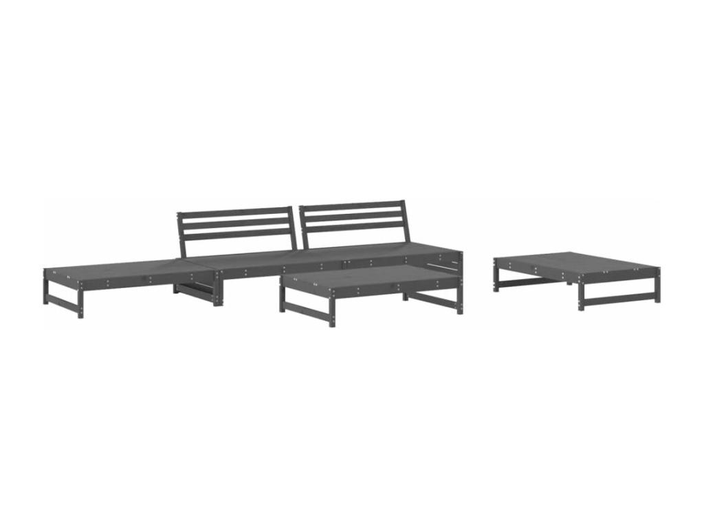 Juego de sofás de jardín Lluesmahome con cinco piezas fabricadas en madera maciza color gris  WZ4546845