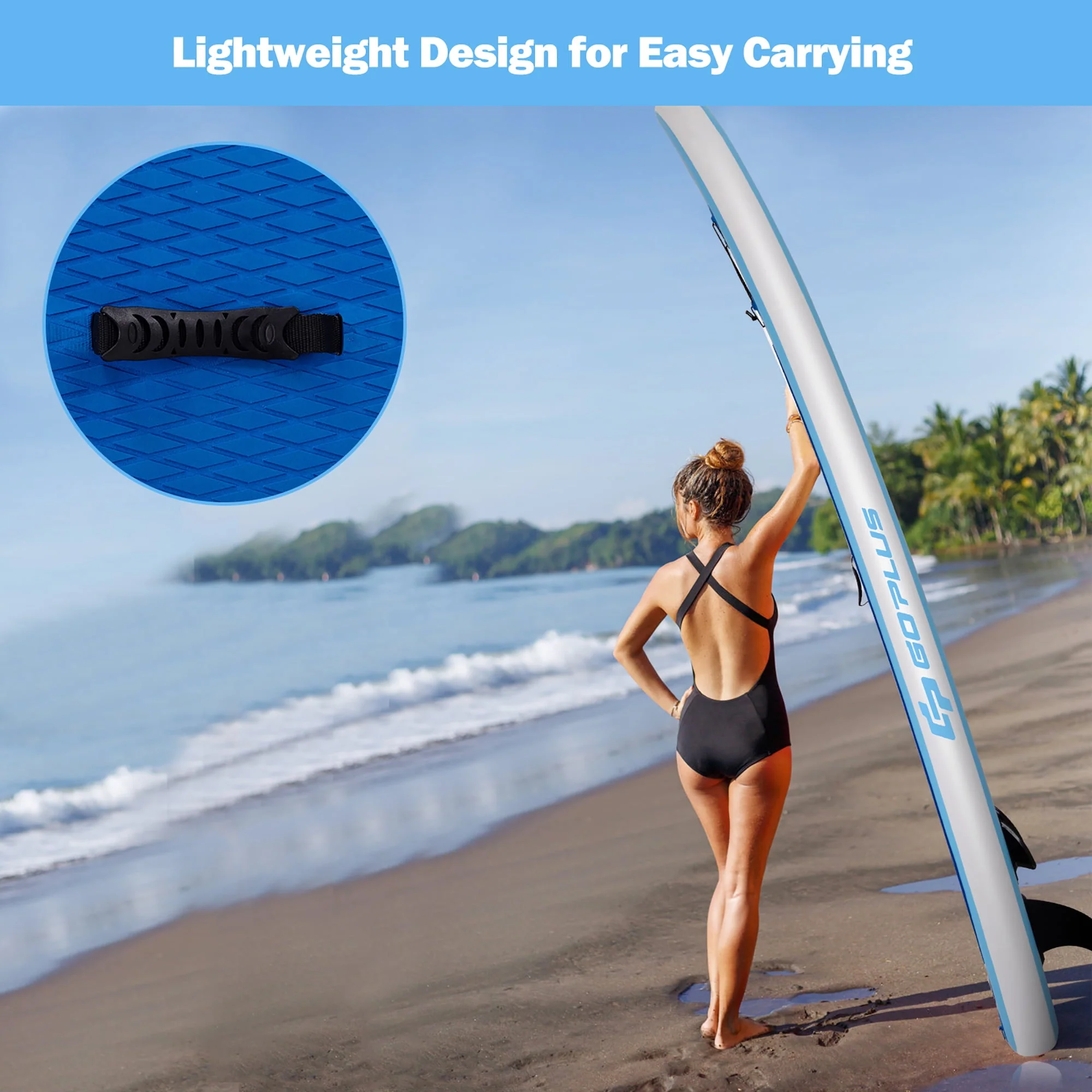 Goplus 10' Inflatable Stand Up Paddle Board SUP W/Adjustable Paddle Pump Leash - Image 5