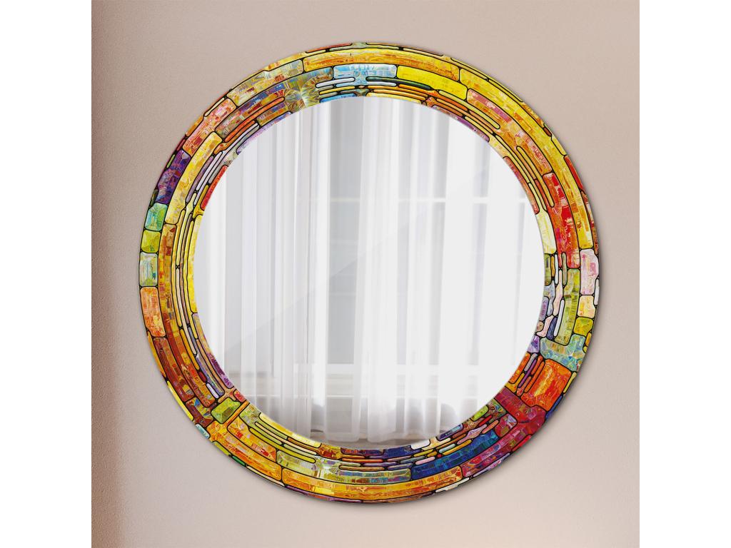 Espejo redondo decorativo - Vitral tintado - 70 cm