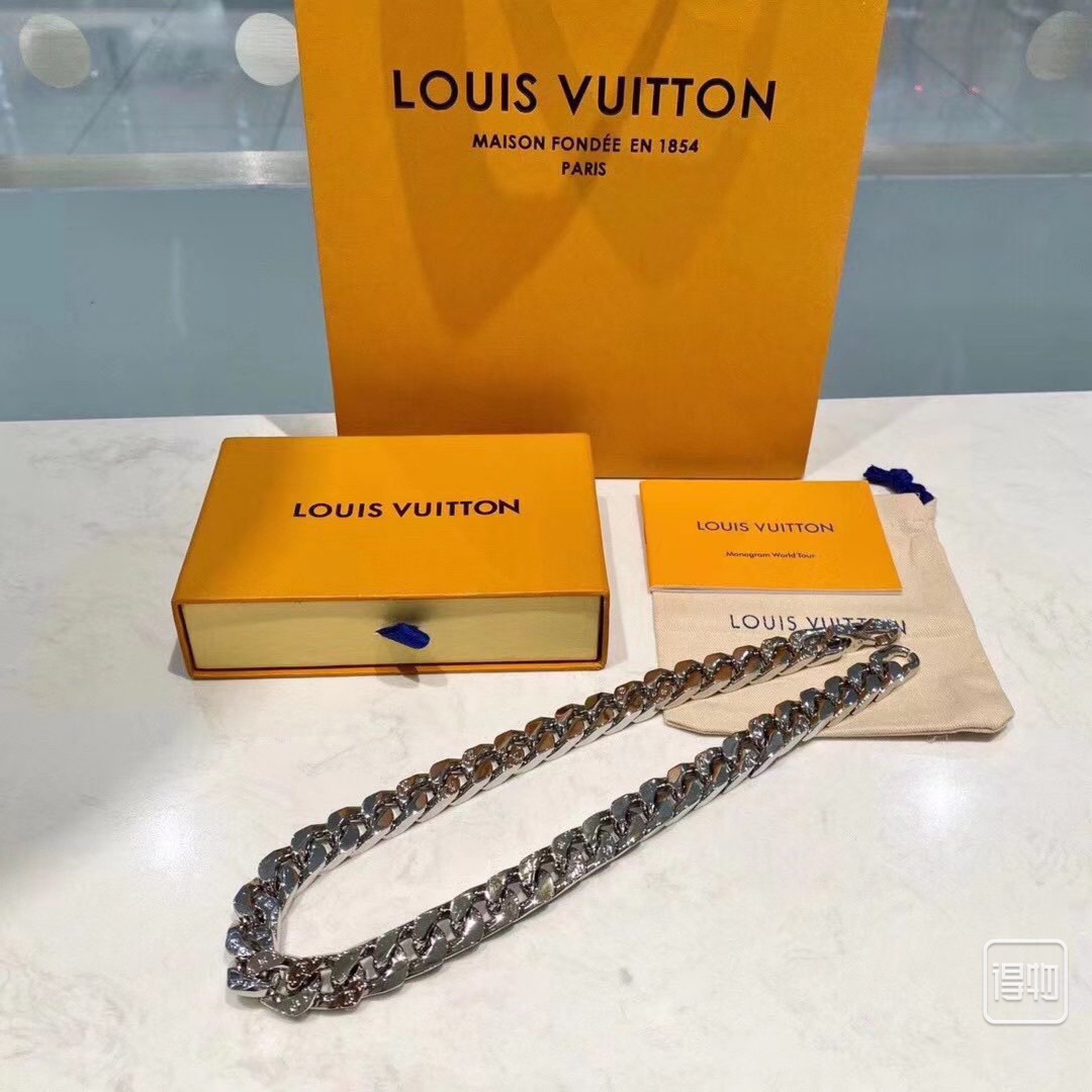 Louis Vuitton Flat Chunky Cuban Chain Bracelet Necklace Mens - Original Replica Club
