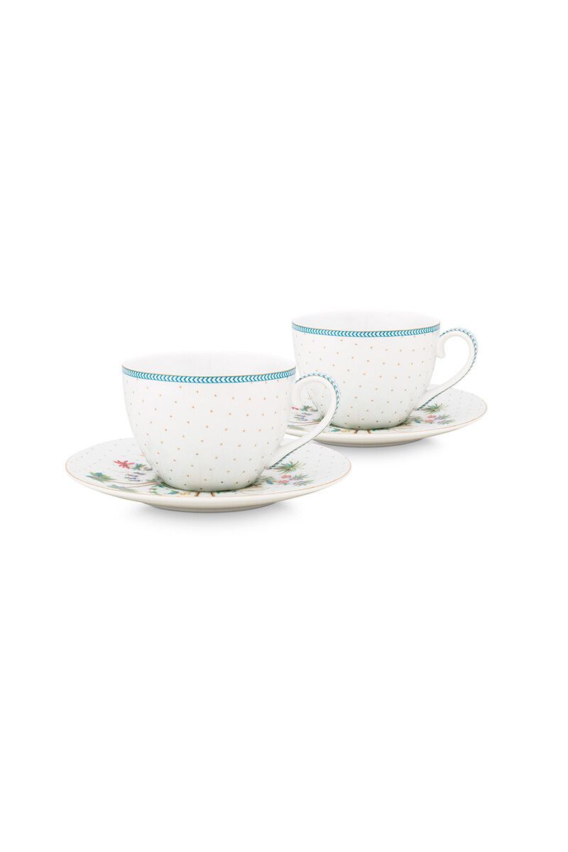 Set/2 Cups & Saucers Jolie Dots Gold