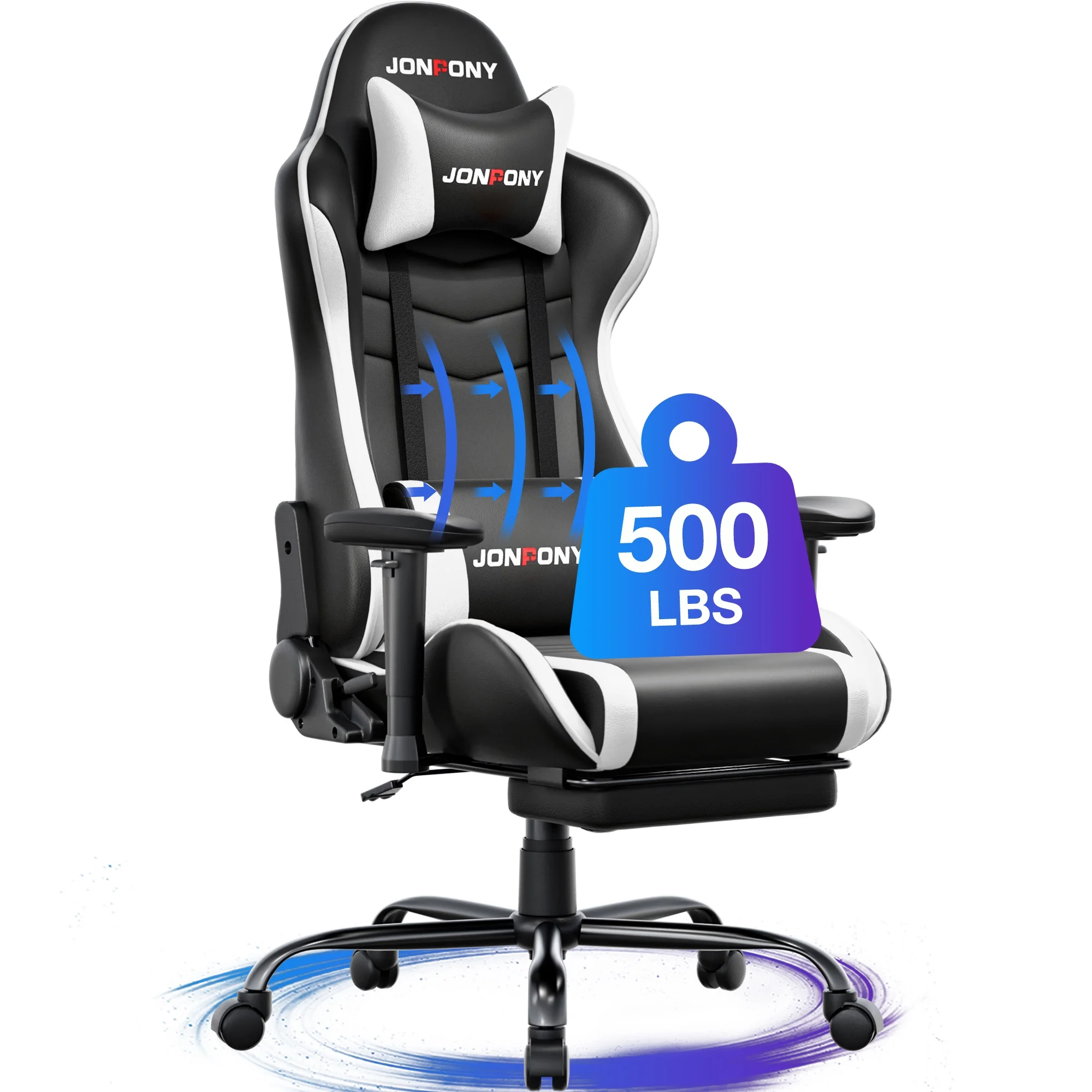 JONPONY Big and Tall 500LBS Gaming Chair, Ergonomic Design, Gamer Chair PU Leather with Footrest and Lumbar Support, High Back Office Chair Support 8 Hours Long Sitting, Computer Chair,Red - Image 57