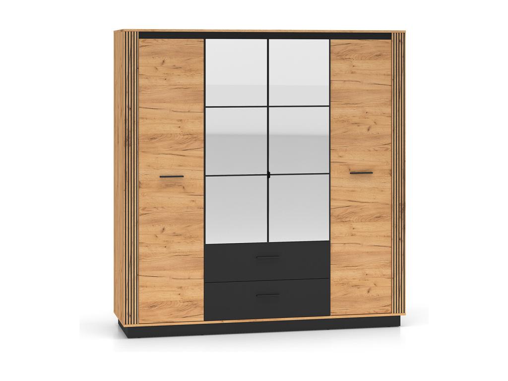 Armario 4 puertas 2 cajones Nestleare Madera y Negro