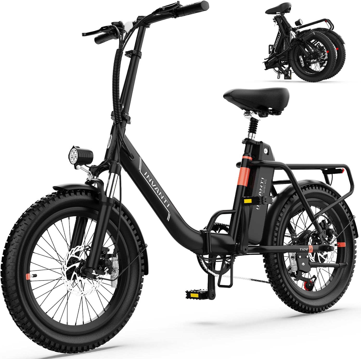 WAYFAIR Electric Bike, 20 Fat Tire Step-Thru Electric Bicycle, 900W Peak Motor 45 Miles 20MPH Top Speed, Dual Suspension & 7-Speed Folding Ebike For Adults With Rear Rack
