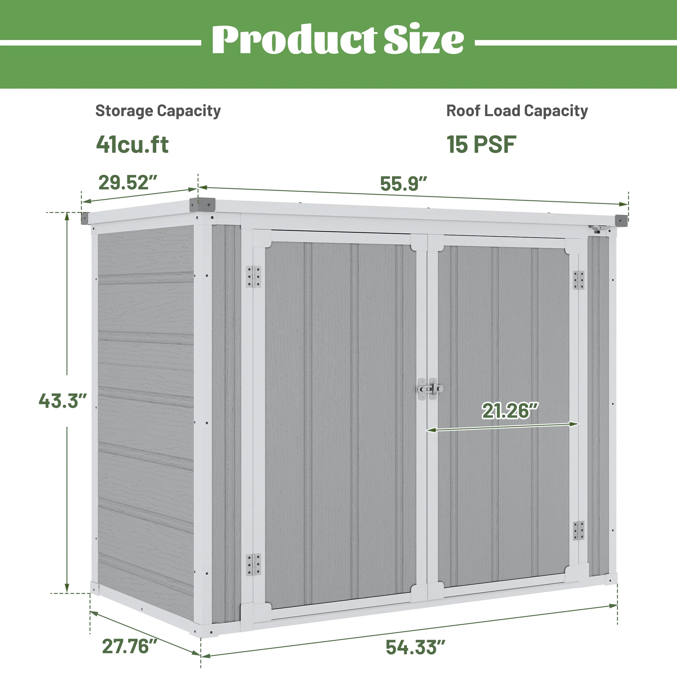 Enyopro 306Gal Outdoor Storage Shed, Horizontal Resin Shed, Resistant Tool Plastic Shed for Storage of Bike/Garbage Cans/Garden Tools/Lawn Mowers - Image 2