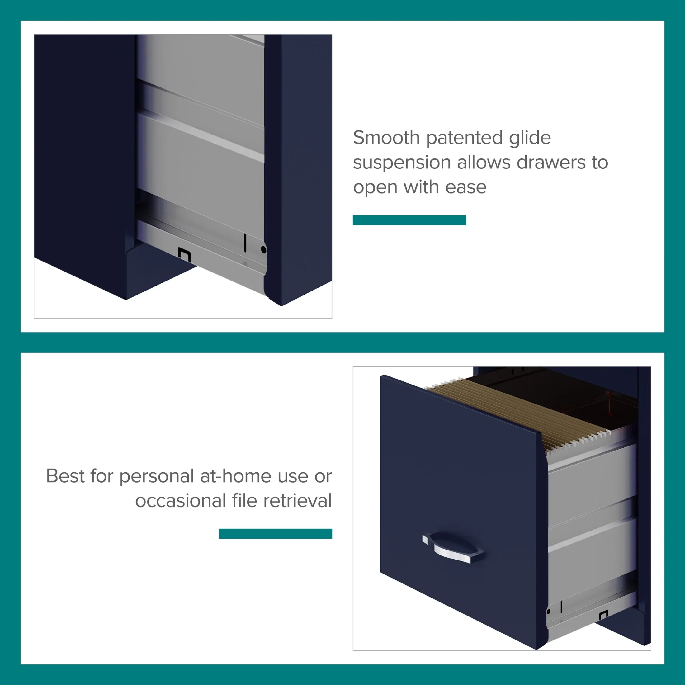 Space Solutions 18" Deep 3 Drawer Smart Letter Width Vertical File Cabinet, Navy