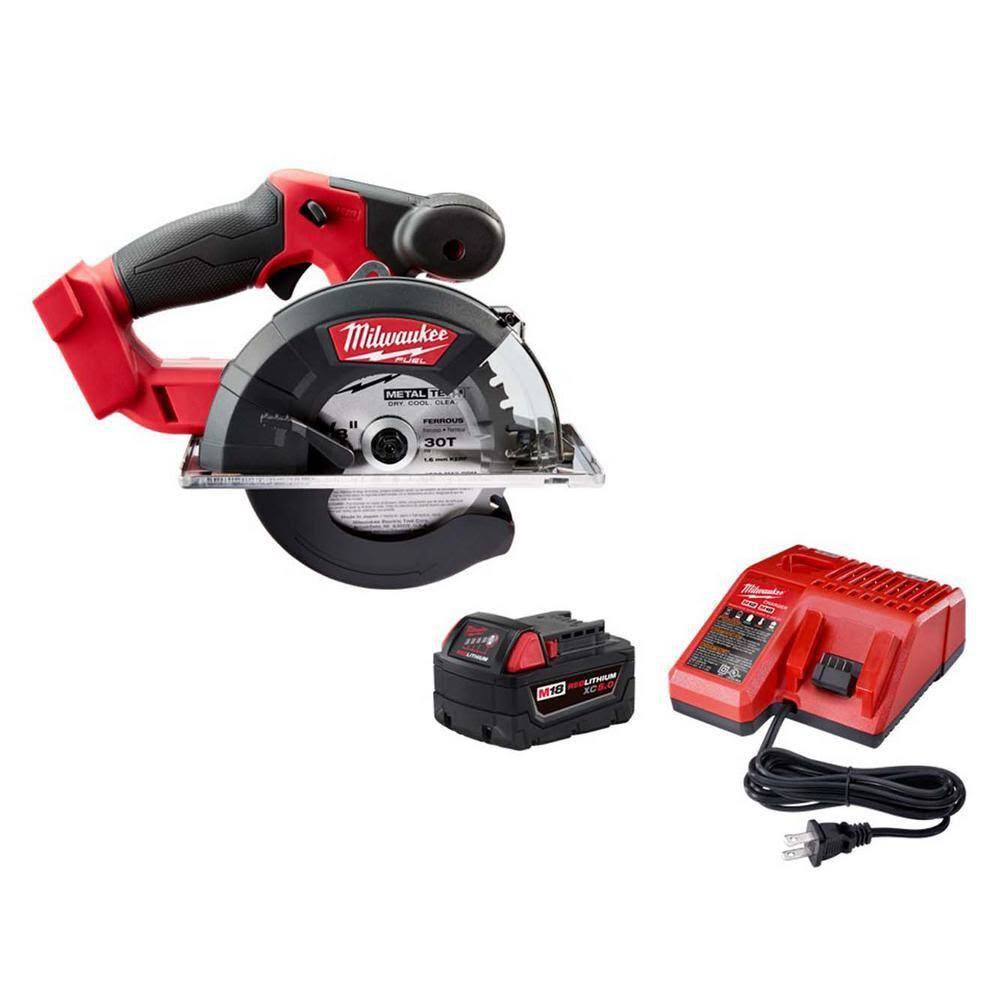Milwaukee M18 Fuel 18-Volt Lithium-Ion Brushless Cordless Metal Cutting 5-3/8 in. Circular Saw with (1) 5.0Ah Battery Charger