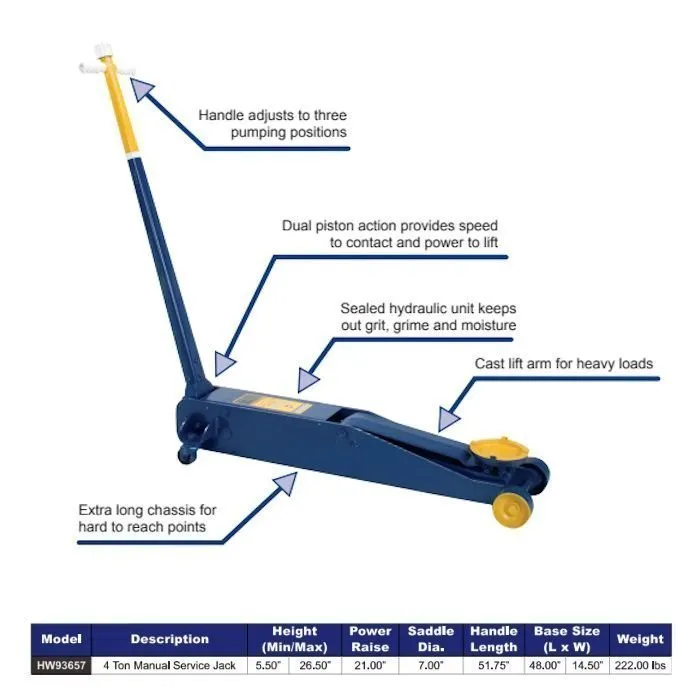 Hein-Werner 4-Ton Long Chassis Service Jack