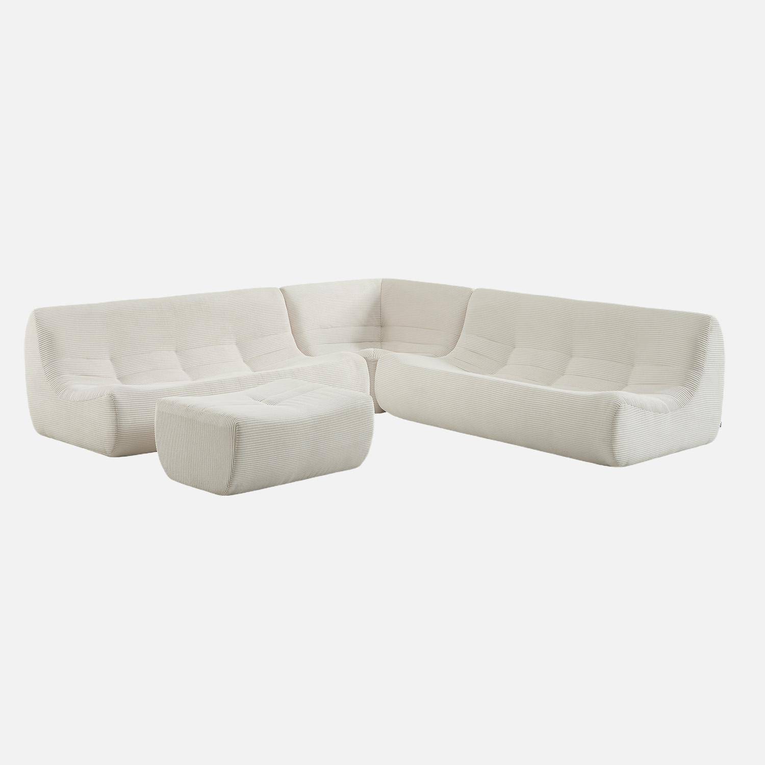 Sokol pana - Sofá modular esquinero con reposapiés de terciopelo de pana fina, 7 plazas