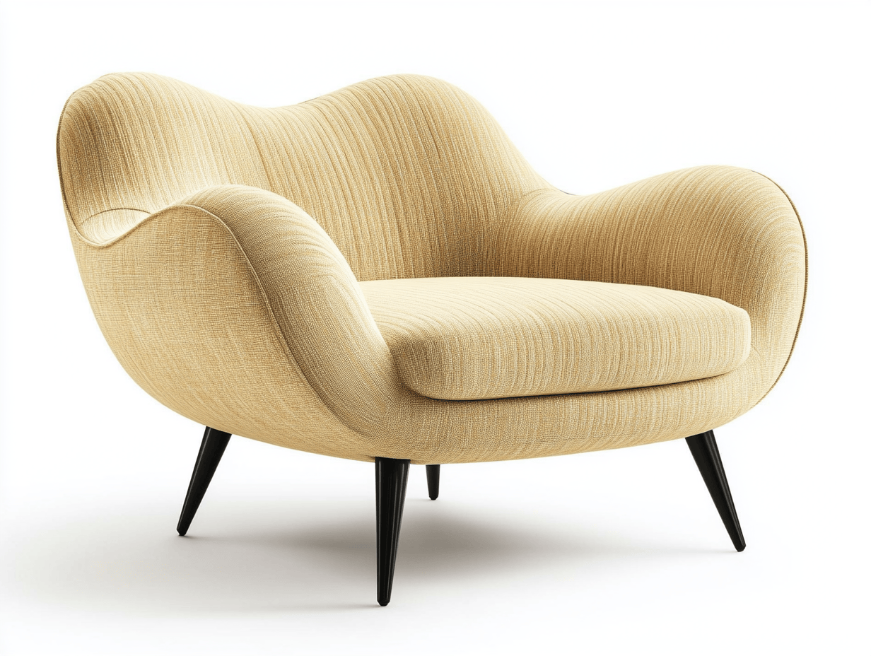 Sillón individual de lino beige con diseño redondeado - Lino - Madera - Estilo contemporáneo