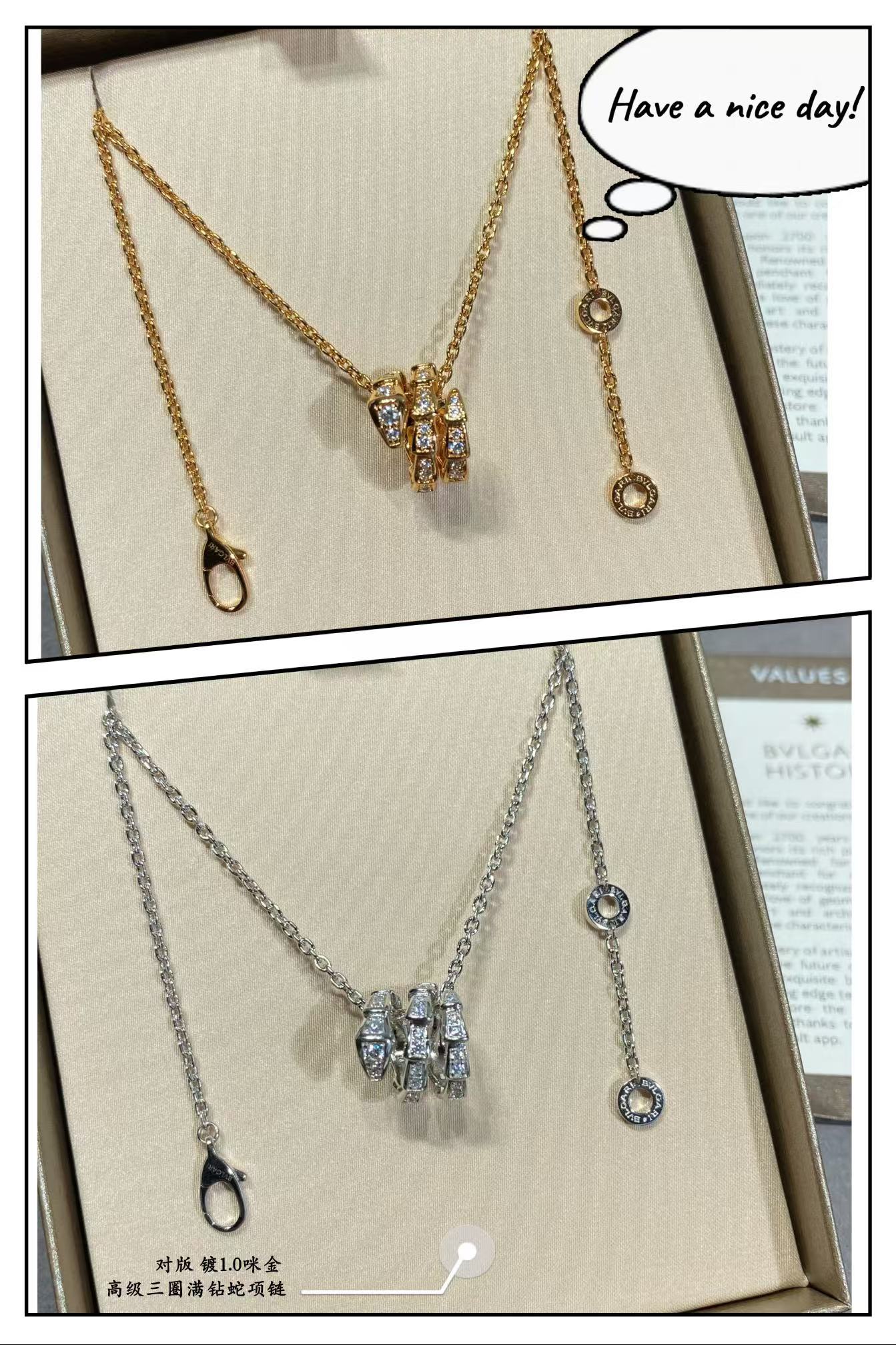 Bvlgari Serpenti Viper Necklace - Full Diamond - Original Replica Club