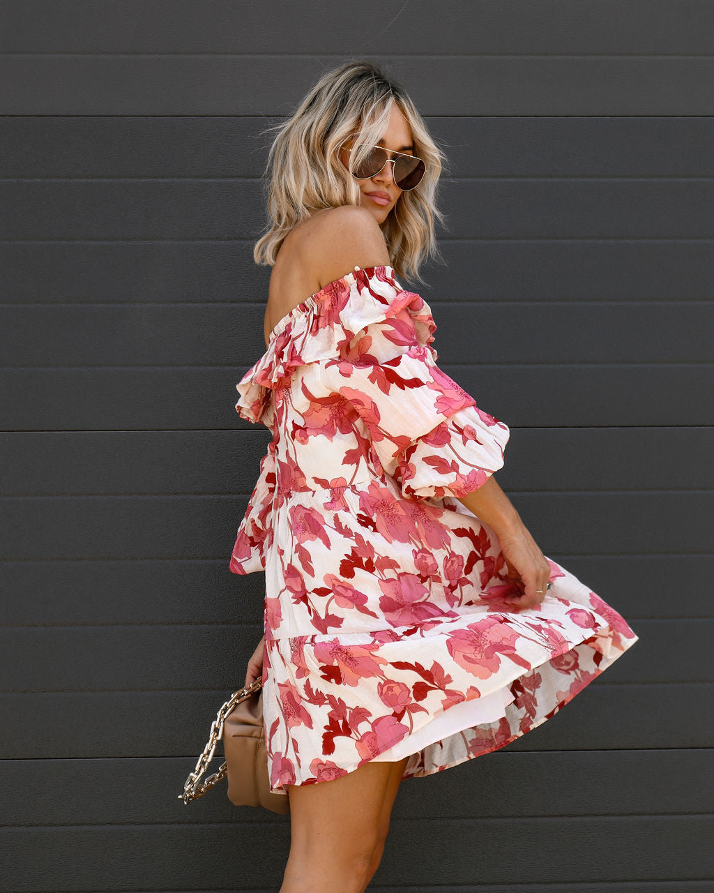 Margaret Floral Ruffle Off The Shoulder Mini Dress - Se7enfashion