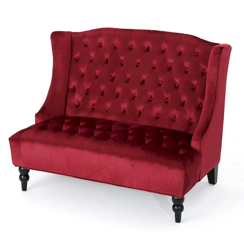 Christopher Knight Home Leora Contemporary Glam Tufted Velvet Wingback Loveseat