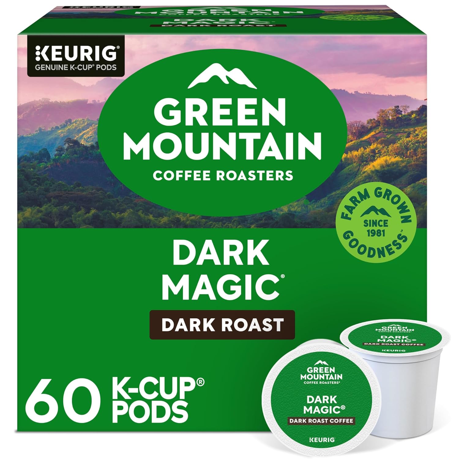 Green Mountain Coffee Roasters Dark Magic. Keurig Single Serve K-Cup Pods. Dark Roast Coffee. 60 Count. (6 Packs of 10)