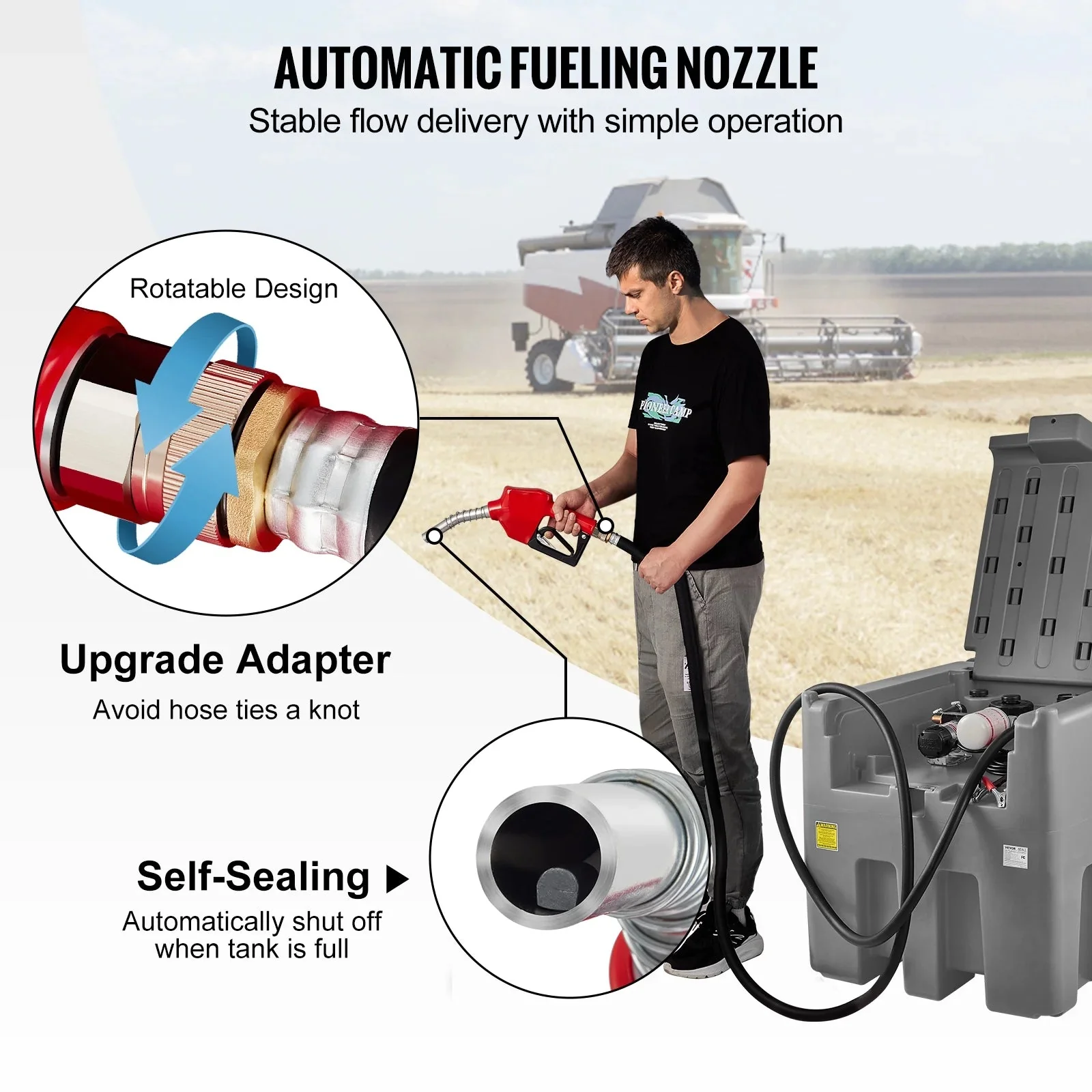 VEVOR Portable Diesel Fuel Tank, 116 Gallon, 10 GPM, 12V, 13.1 ft Hose, Red - YDIES4OOL-E - Image 14 VEVOR Portable Diesel Fuel Tank, 116 Gallon, 10 GPM, 12V, 13.1 ft Hose, Red - YDIES4OOL-E - Image 14