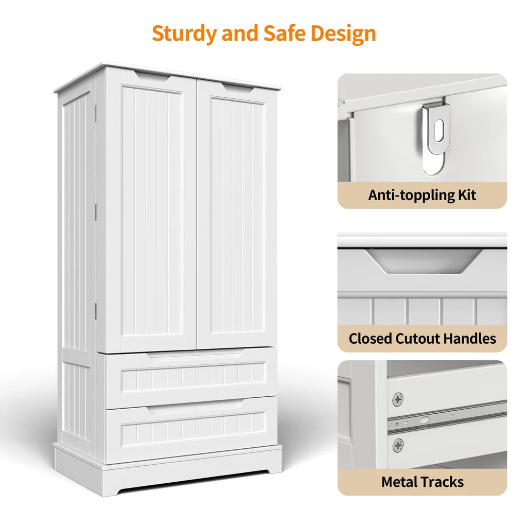 Aiho 47" Kitchen Pantry Storage Cabinet for Kitchen Dining Room - White - Image 3