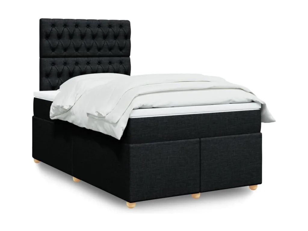 Cama box spring con colchón tela negro 120x190 cm qfb3519595