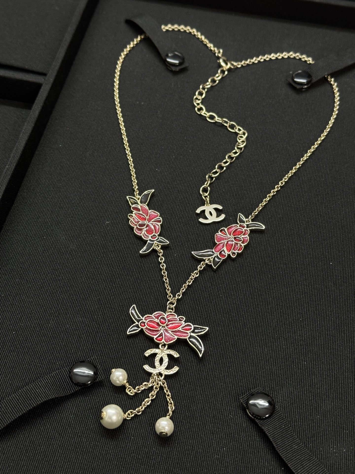Chanel Flower Pearl Tassel Sweater Chain Necklace - Original Replica Club