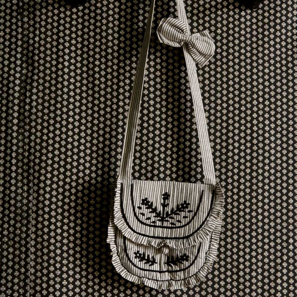 Suranné - Sac avec pince - Noir Rayures