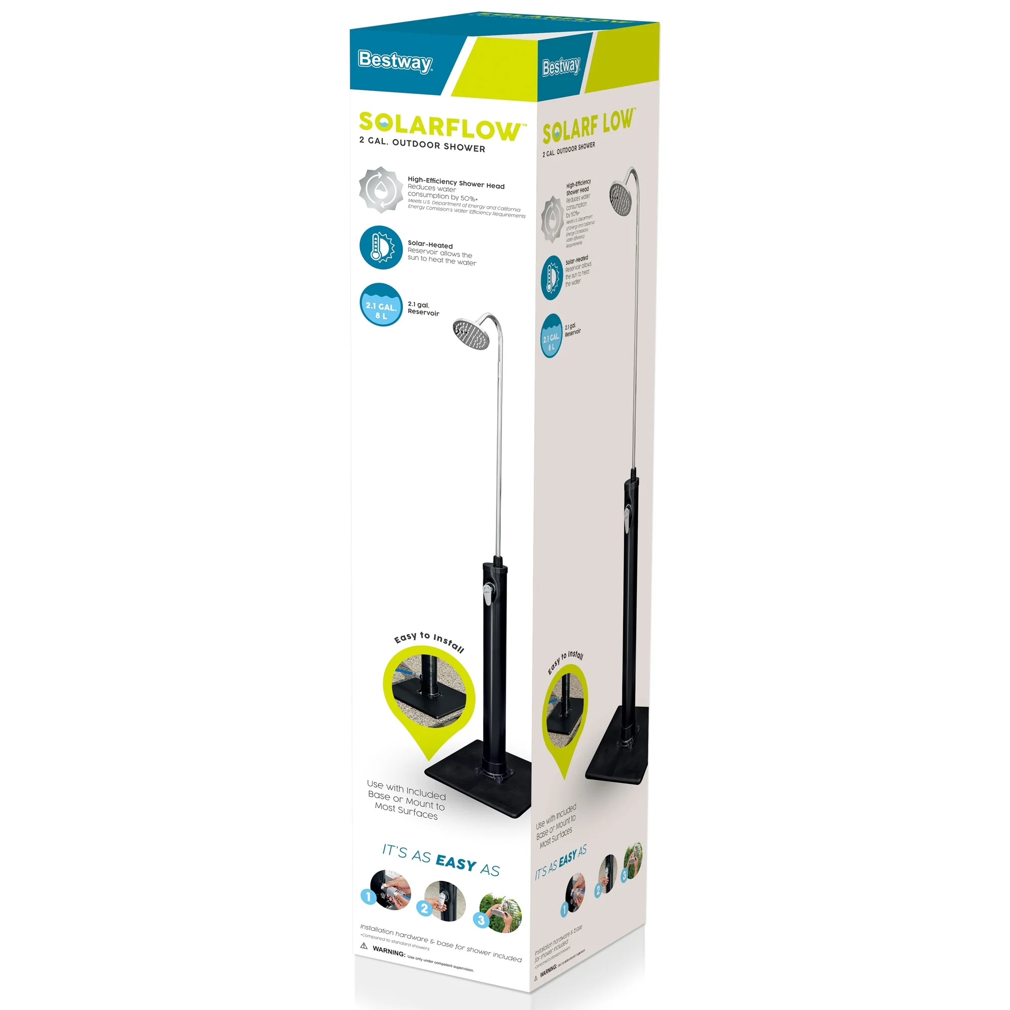 Bestway SolarFlow Outdoor Shower 2gal/8L: Oversized Shower Head and Stand, Easy Installation, & Adjustable Water Flow. Experience the ultimate convenience. - Image 2