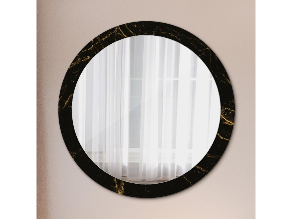 Espejo decorativo redondo - Mármol negro - 90 cm