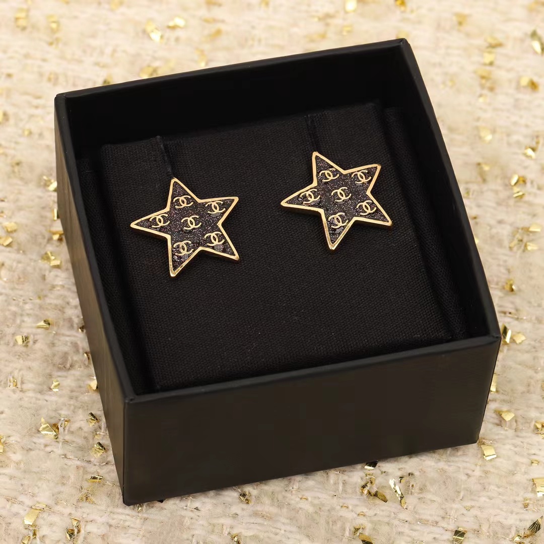 Chanel Black Star Earrings - Original Replica Club