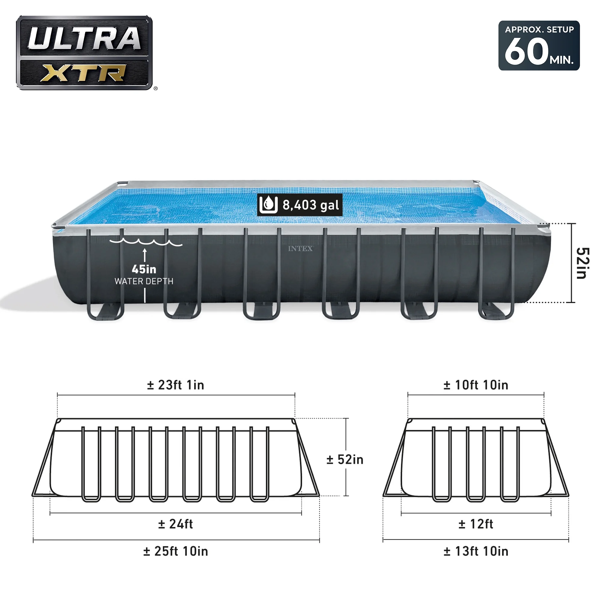 INTEX 24ft x 12ft x 52in Ultra XTR Above Ground Pool, Floats (2 Pack), & Inflatable Cooler - image 8