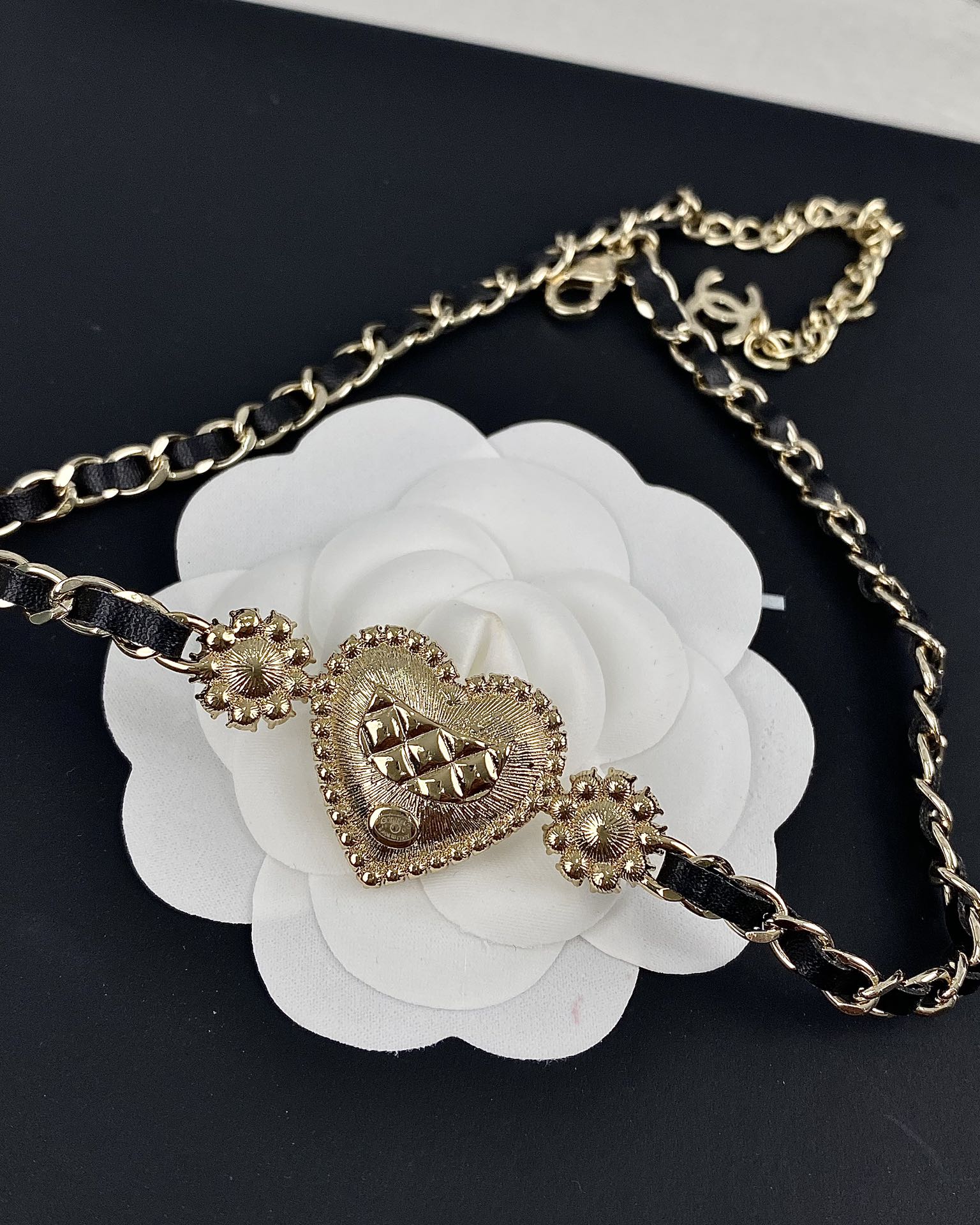 Chanel Leather Chain Love Heart Choker Necklace - Original Replica Club