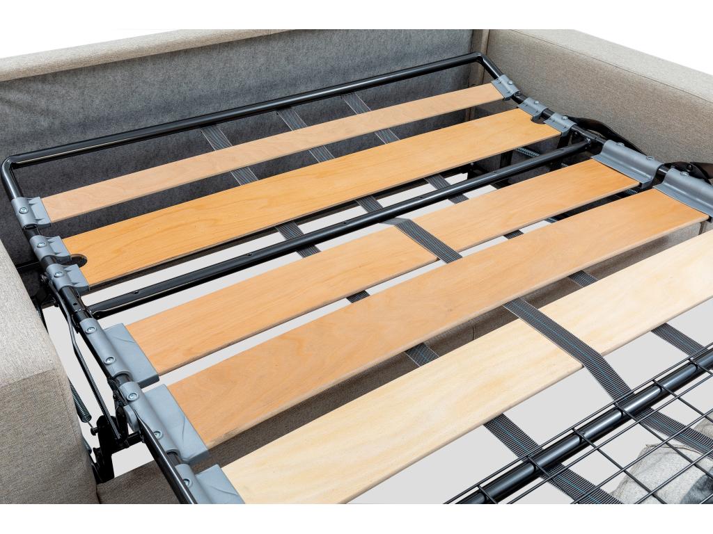 Sofá cama de 4 plazas tipo italiano de piel sintética EMIR - Gris - Somier de láminas de 160 cm - Colchón de 18 cm