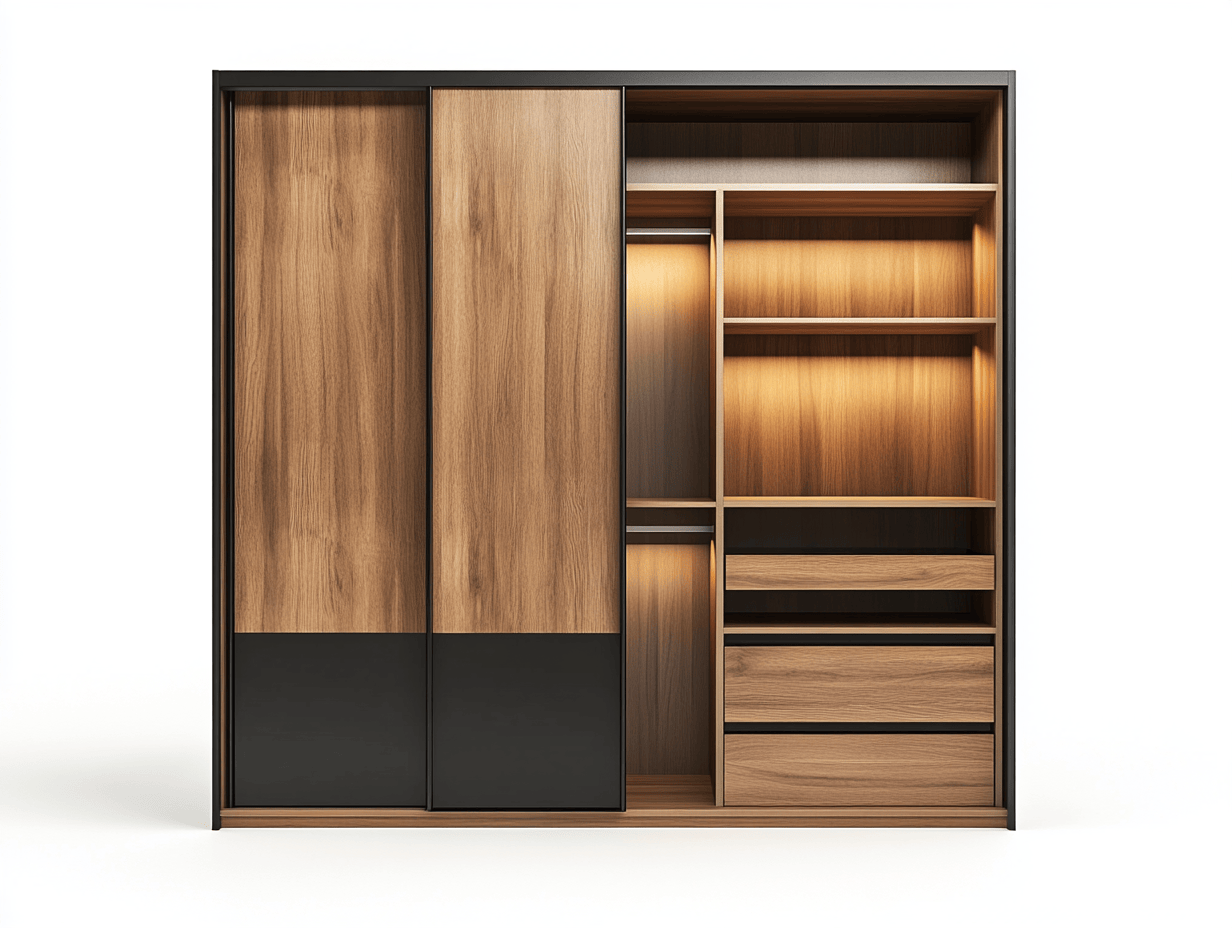 Armario Moderno de Madera con Puertas Corredizas