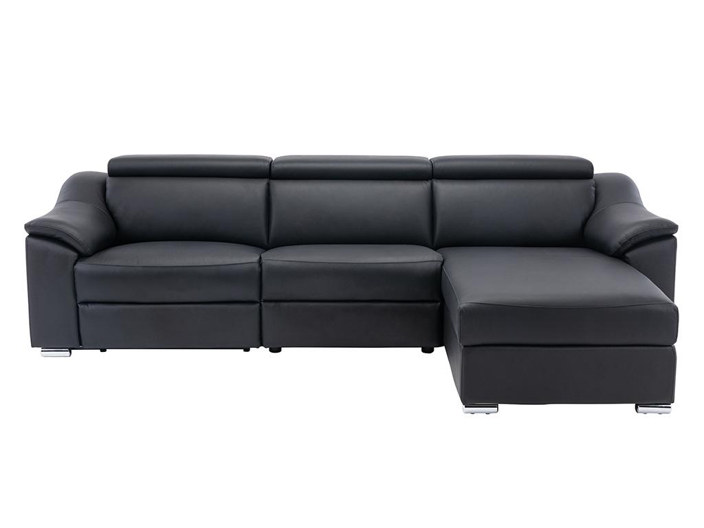 Sofá rinconera relax piel superior negra - ángulo derecho