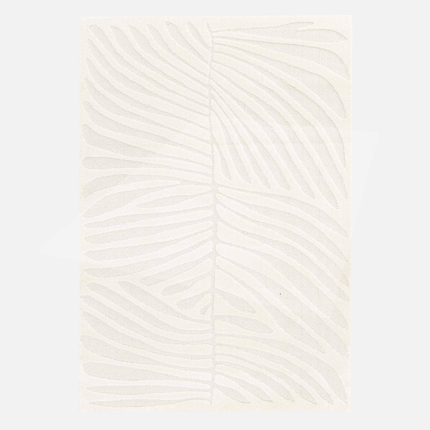 Lily - Alfombra interior shaggy con motivo vegetal beige