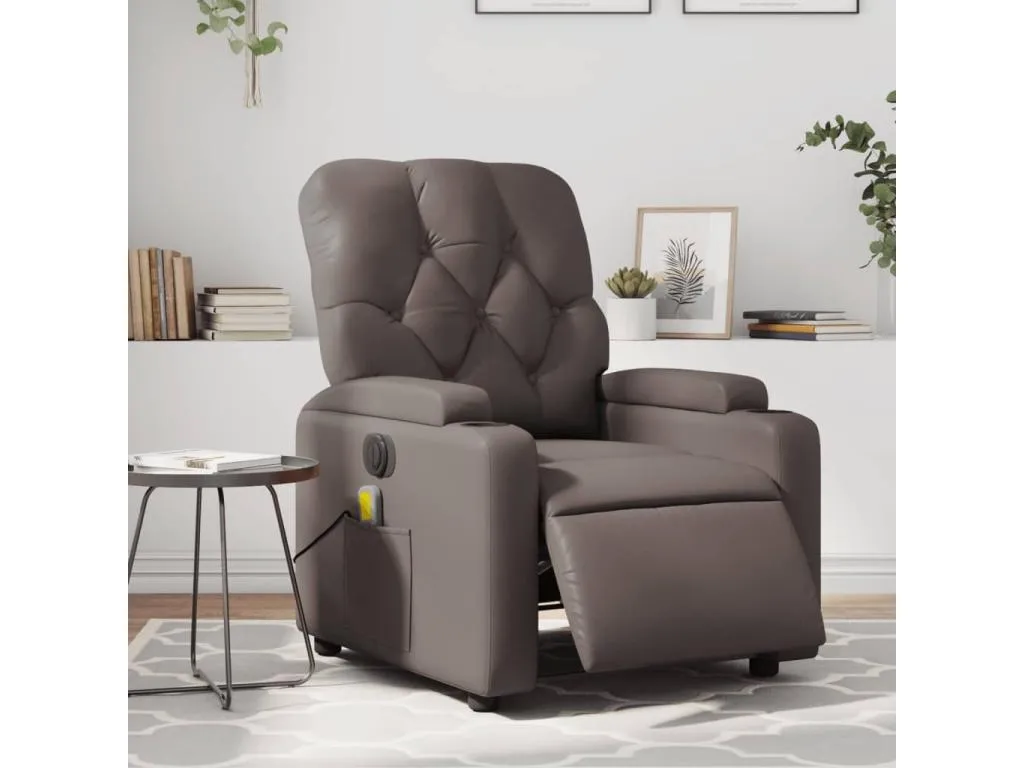 Sillón de masaje reclinable eléctrico cuero sintético marrón