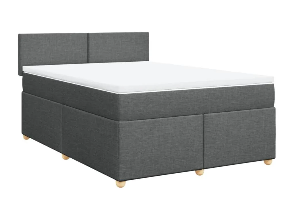 Cama box spring con colchón tela gris oscuro 140x200 cm bij3519179