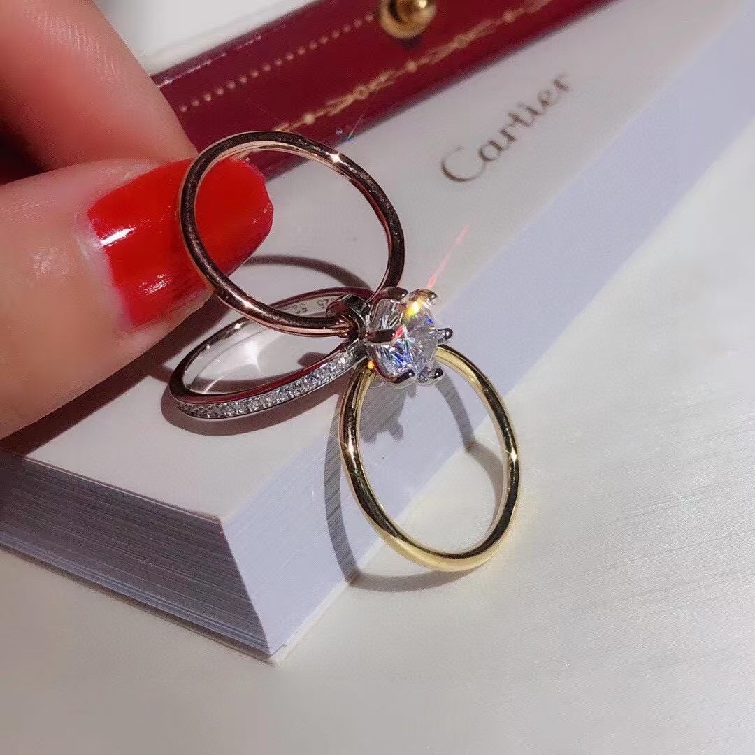 Cartier Three Layers Mixed Metal Color Diamond Ring - Original Replica Club