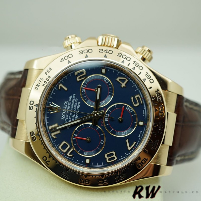 Rolex Cosmograph Daytona 116518 Yellow Gold Blue Dial 40mm Mens Replica Watch