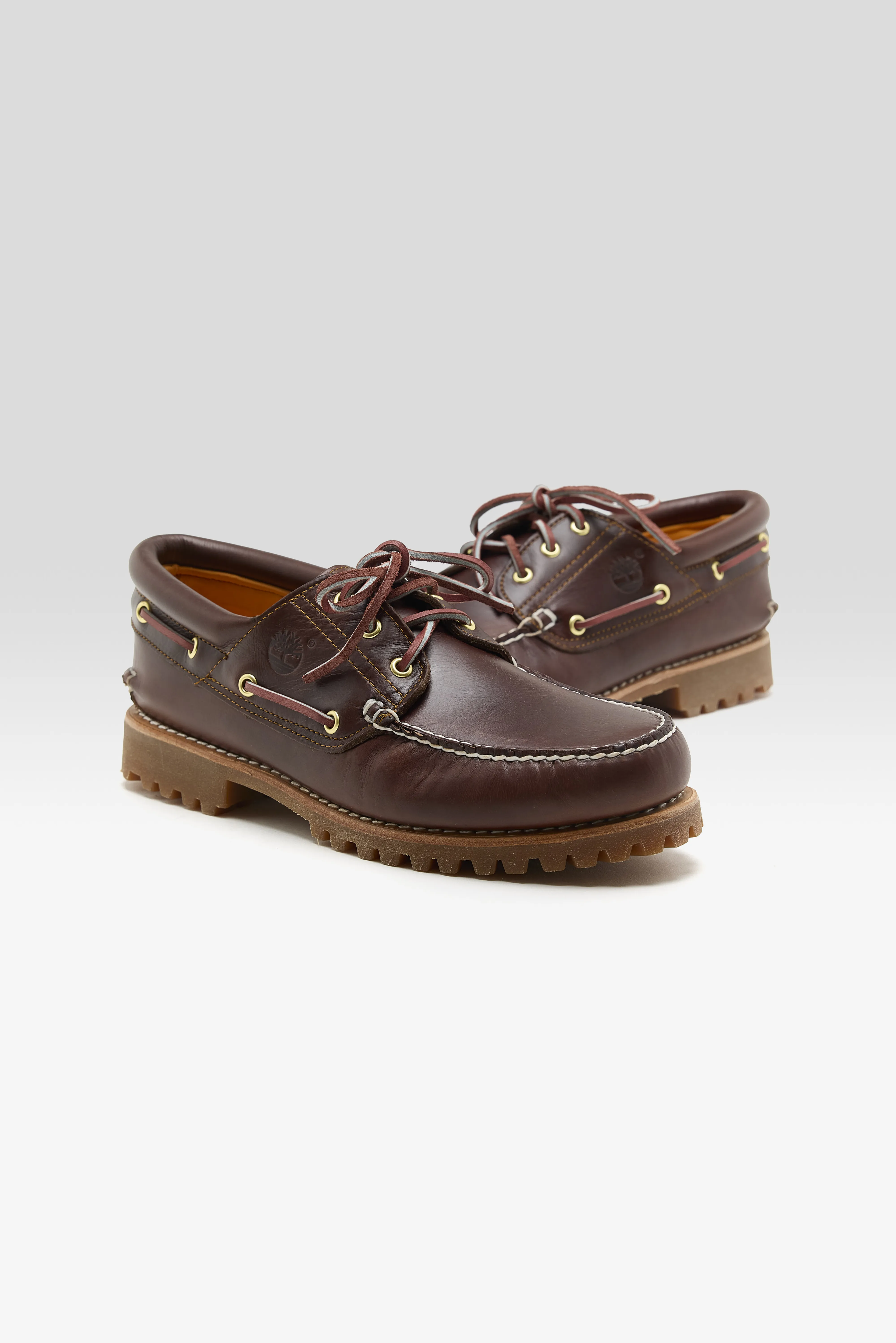 Bellerose Authentic 3-Eye Lug Boat Shoes for Men (252 / M / BROWN)
