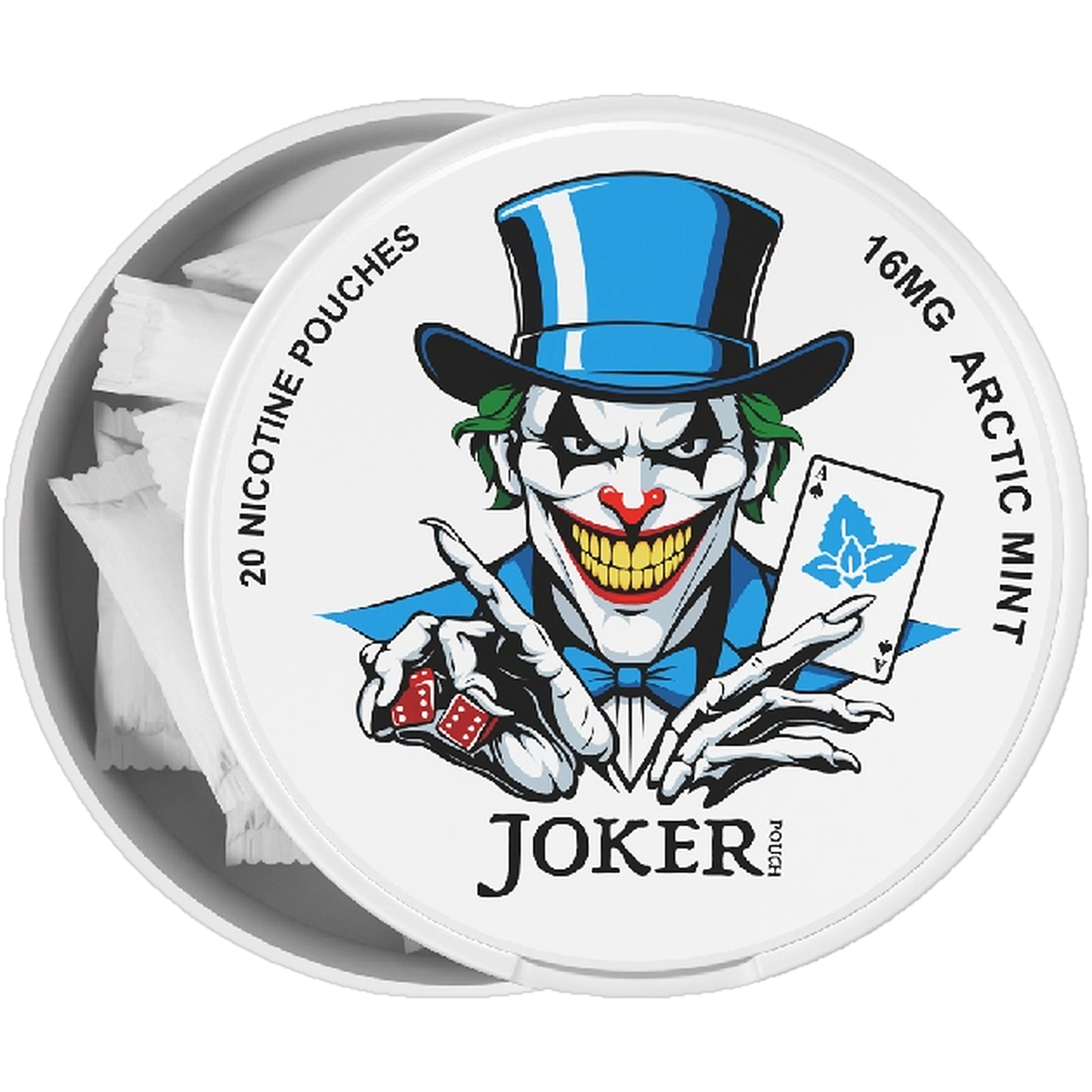 Joker Arctic Mint 16mg nicotine pouches (open)