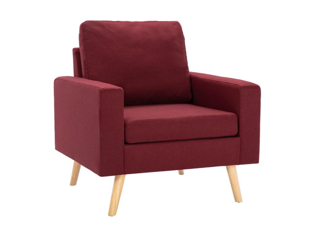 Sillón de tela rojo burdeos