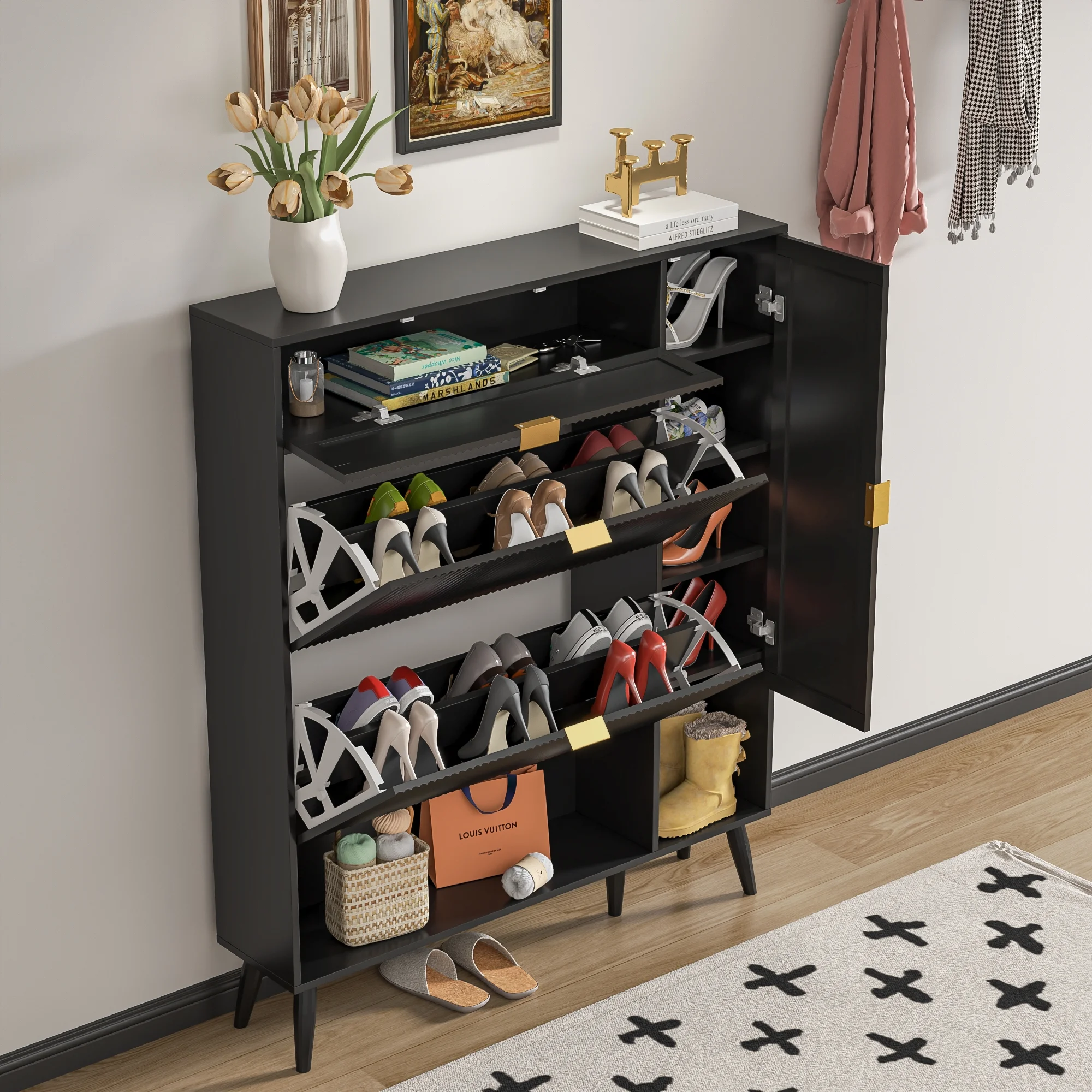 Shoe Cabinet with Drawers, slim storage cabinets, entryway shoe storage cabinets - Image 14