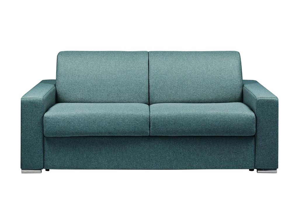 Sofá cama de 3 plazas de tela de apertura rápida CALITO - Azul - Cama de 140 cm - Colchón de 22 cm con memoria de forma