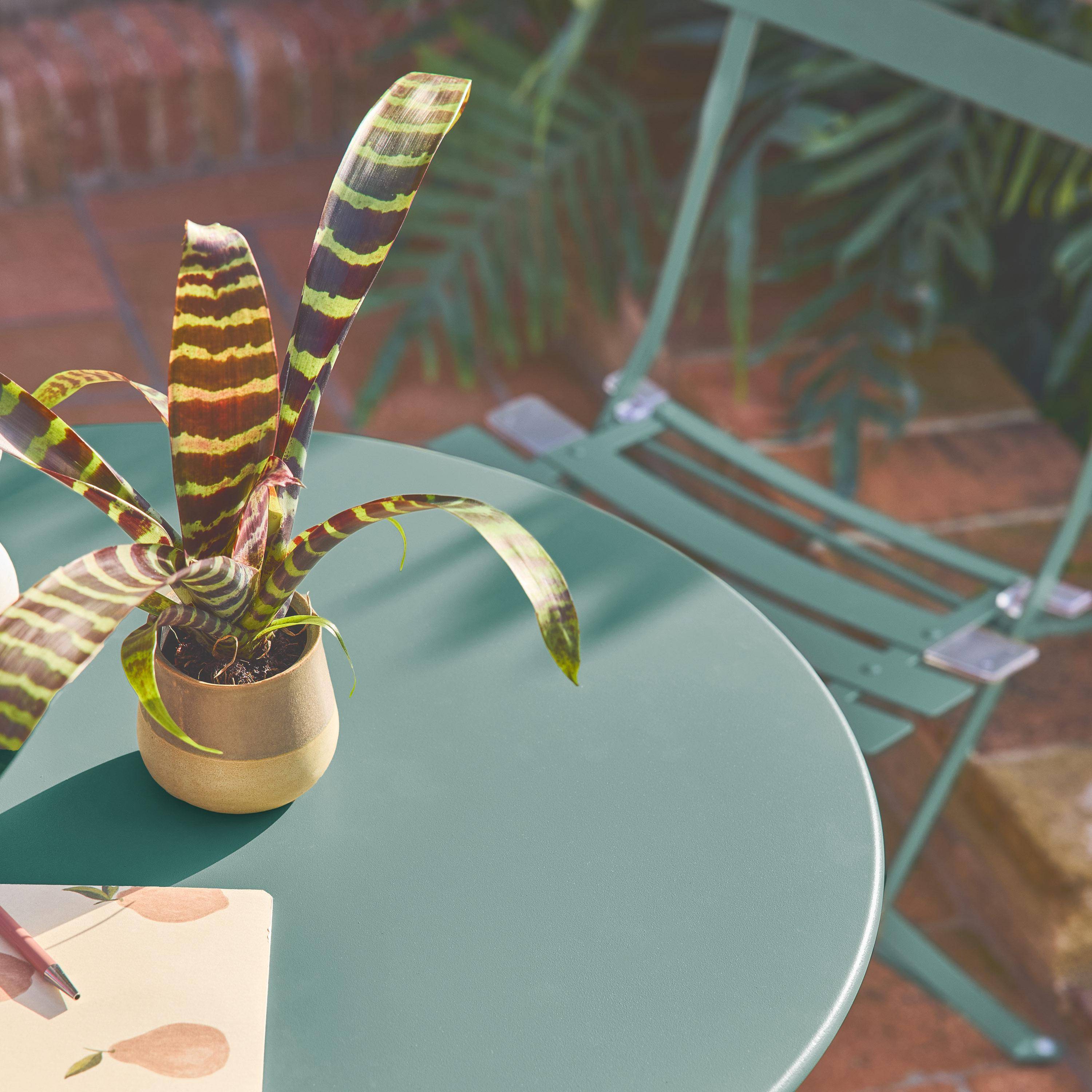 Emilia - Set mesa de jardín bistró plegable de acero con 2 sillas,  ø60cm