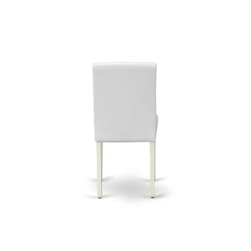 East West Furniture Round Dining Table Set - Kitchen Table with White Faux Leather Parson Chairs in Linen White (Various Piece Options)