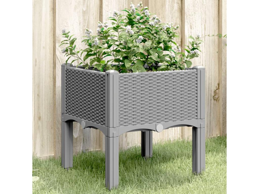 Jardinera con patas PP gris claro 40x40x42 cm