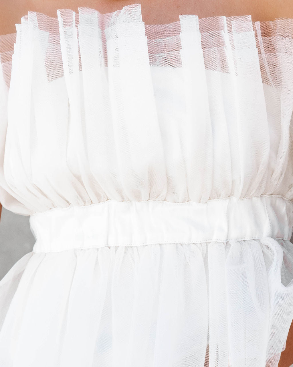 Bradshaw Moment Strapless Tulle Top - Cream - Se7enfashion